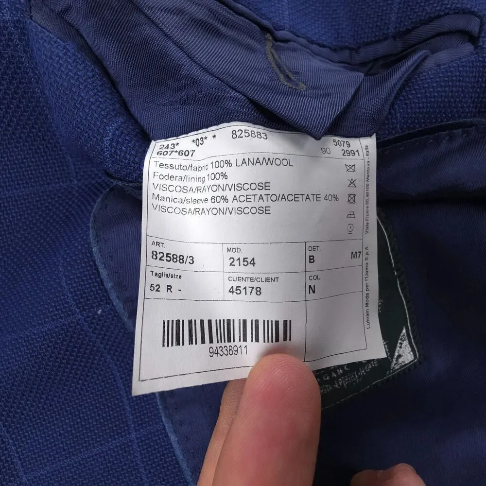 NEW Lubiam 100% Wool Blazer Sport Coat Navy Windowpane Old Money Quiet Luxury